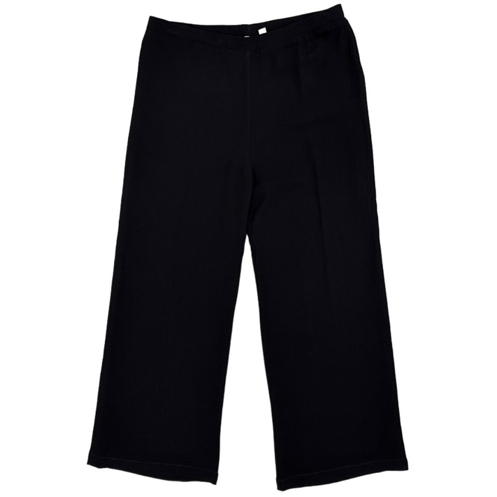WILT Clothing High Rise Wide Leg Viscose Pull-On Trouser Pants in Black Size L